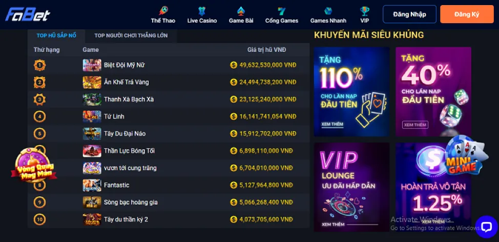 Hoàn trả thể thao và casino vui123 app